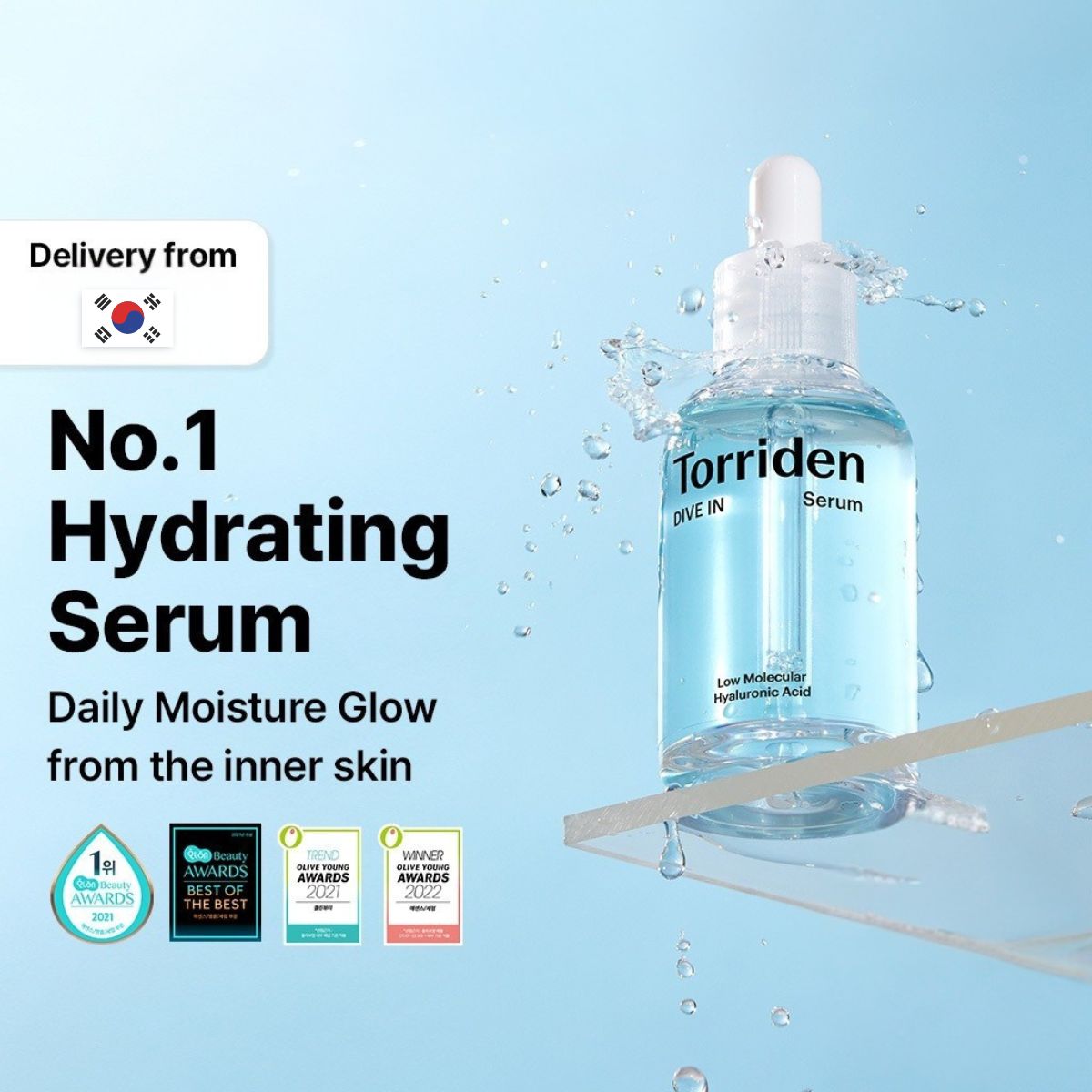 Torriden DIVE IN Low Molecular Hyaluronic Acid Serum for Moisture Glow, Inner Deep Moisutre, 50ml