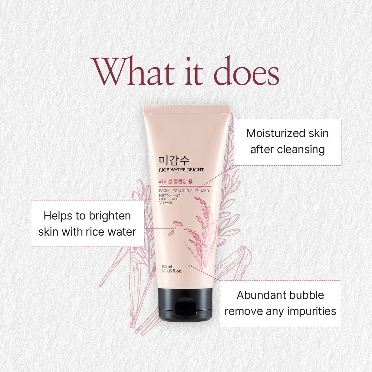 THE FACE SHOP Rice Water Bright Foaming Cleanser 150ml
