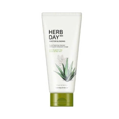 THE FACE SHOP Herb Day 365 Facial Foaming Cleanser - Mung Bean, Aloe Green Tea, Lemon Grapefruit