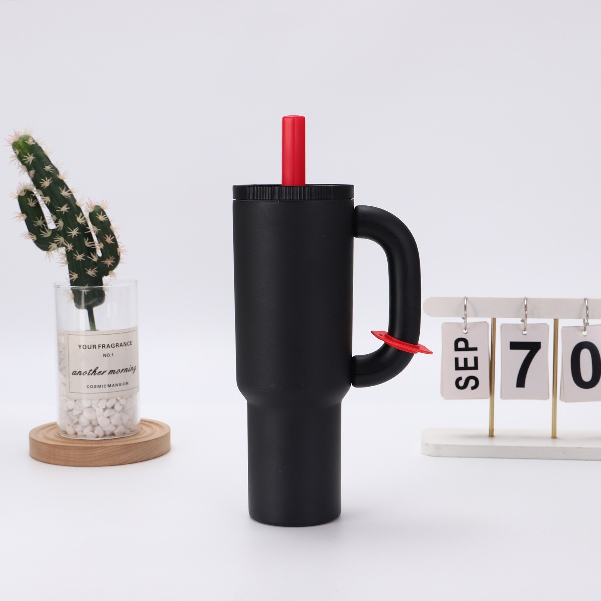 40oz Stainless Steel Travel Tumbler with Handle & Lid