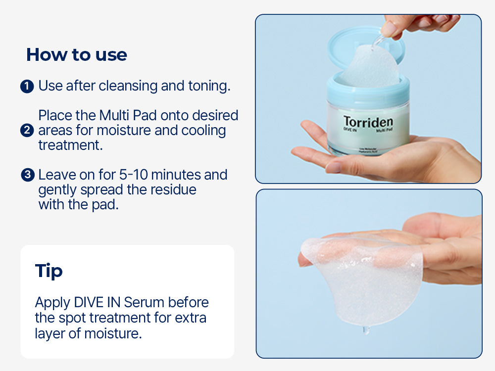 Torriden Dive In Low Molecular Hyaluronic Acid Multi Pad 90 Pads Special Set (80+10 Pads)