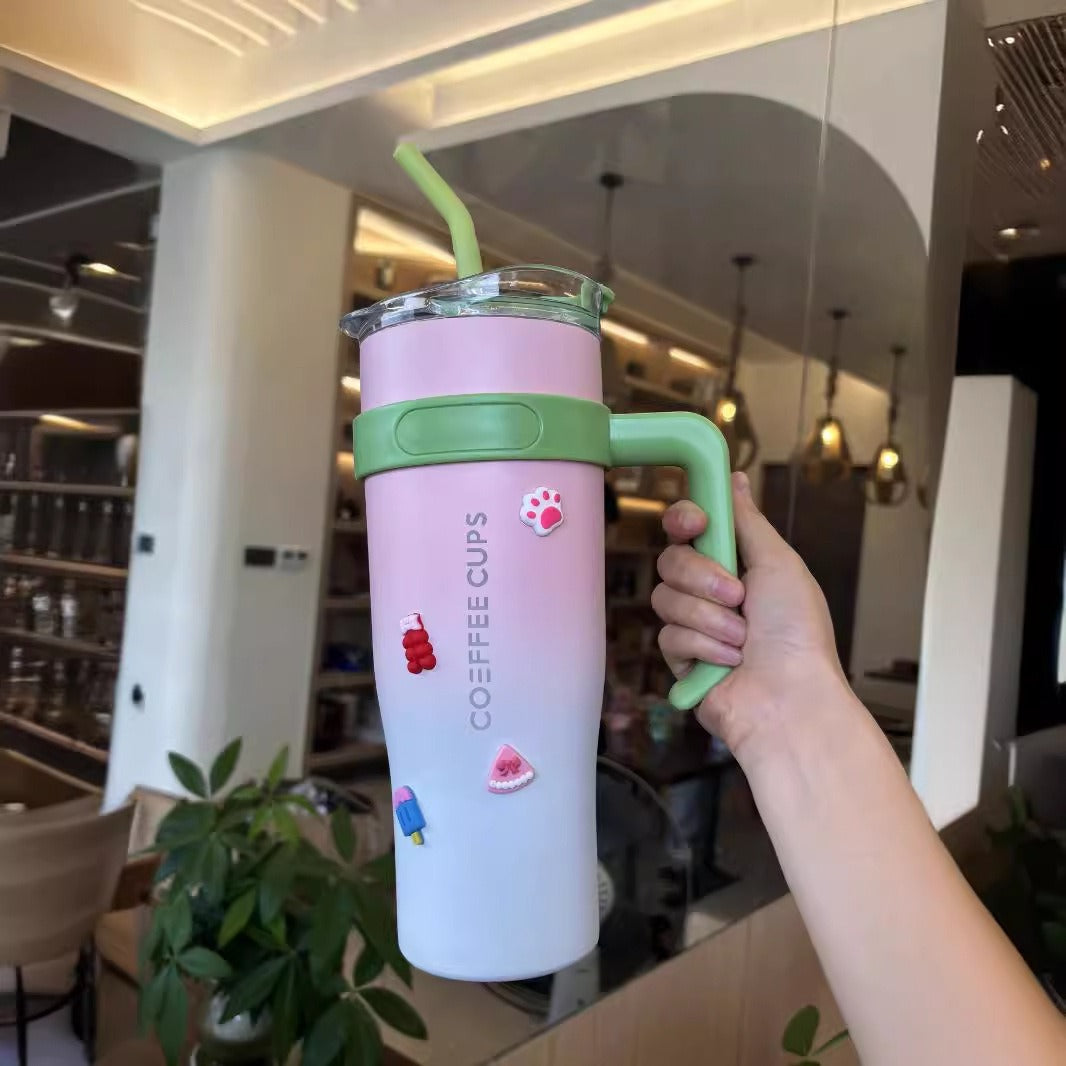 Pastel Handle Tumbler 40oz β With Straw & Lid | Office & Travel Mug