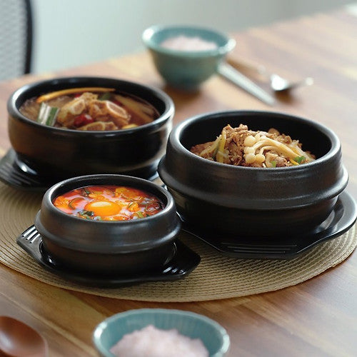 Korean Cray Pot with tray+ Lid (Ddukbaegi) Korean Stone Pot