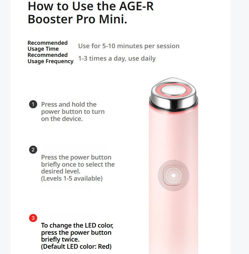 [MEDICUBE] AGE-R Mini Booster Pro | Portable Glow Booster | Spot Care (White/Baby Pink)