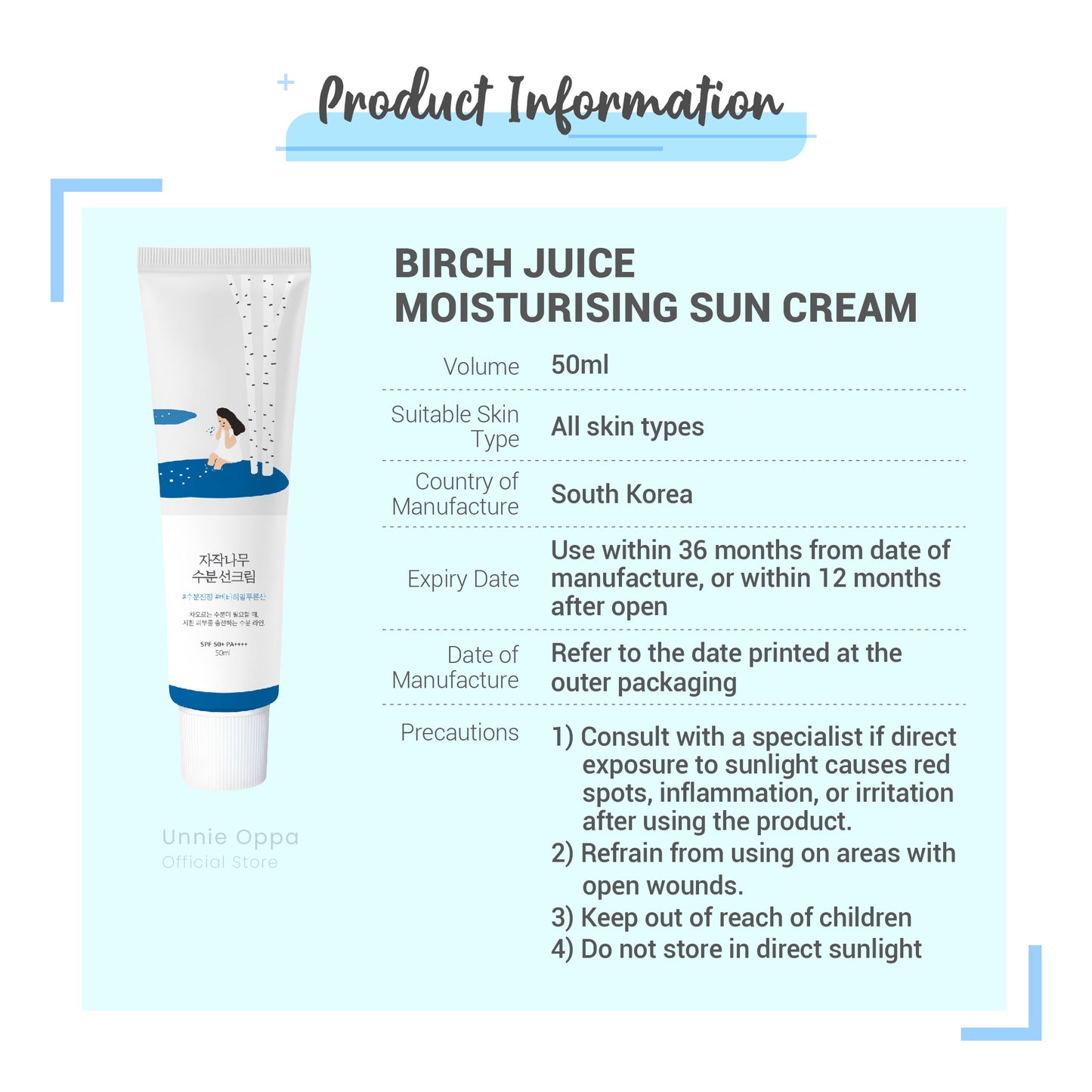 ROUND LAB Birch Juice Moisturizing Sunscreen 50ml