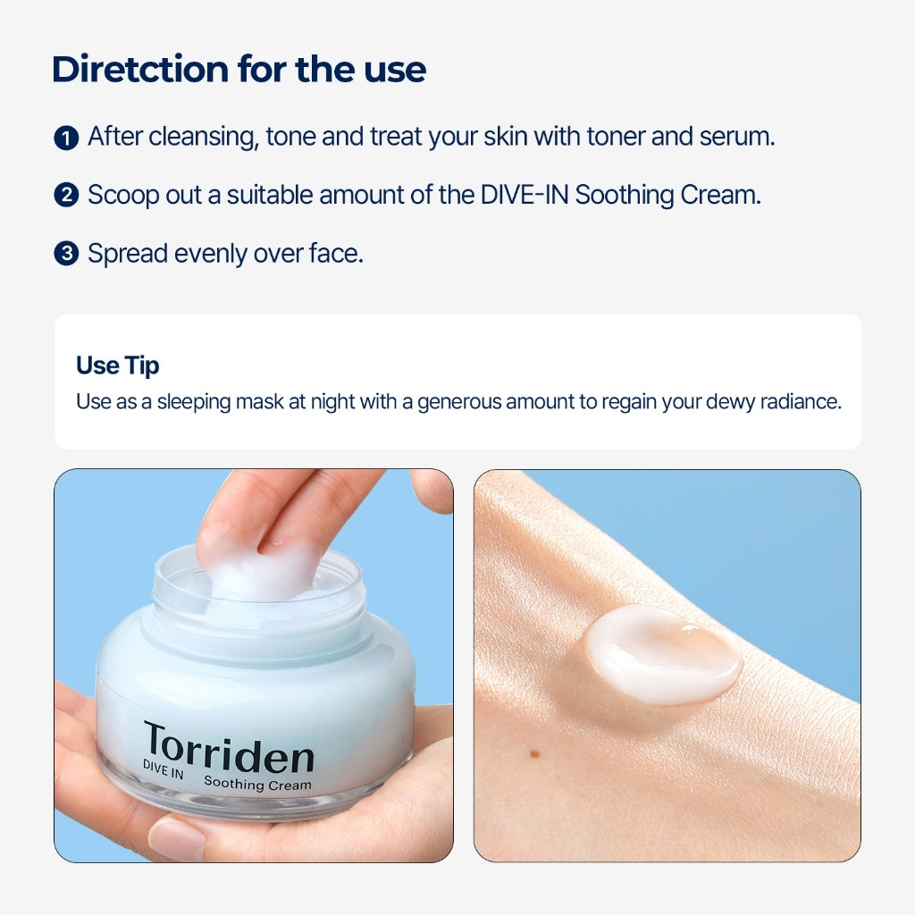 Torriden DIVE IN Low Molecular Hyaluronic Acid Facial Soothing Cream 100ml