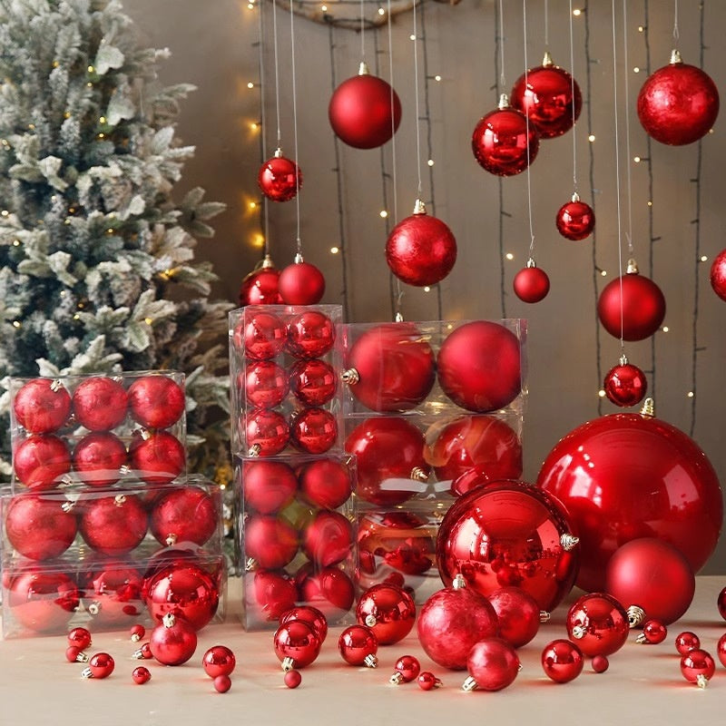 Christmas Decoration Red Ball Electroplating Plastic Christmas Tree Atmosphere Pendant