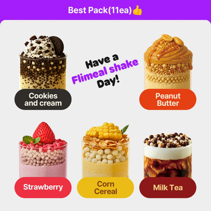 Flimeal Diet Whey Protein Powder Shake 45g (11 Flavors), Low Calorie Meal Replacement for Weight Loss