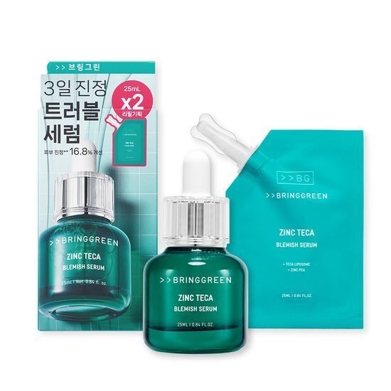 [BRING GREEN] Zinc Teca Blemish Serum 25ml (+ Refill 25ml) | 1st Place Trouble Serum