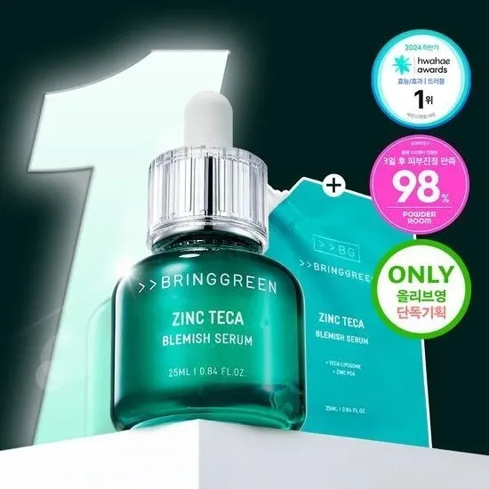 [BRING GREEN] Zinc Teca Blemish Serum 25ml (+ Refill 25ml) | 1st Place Trouble Serum