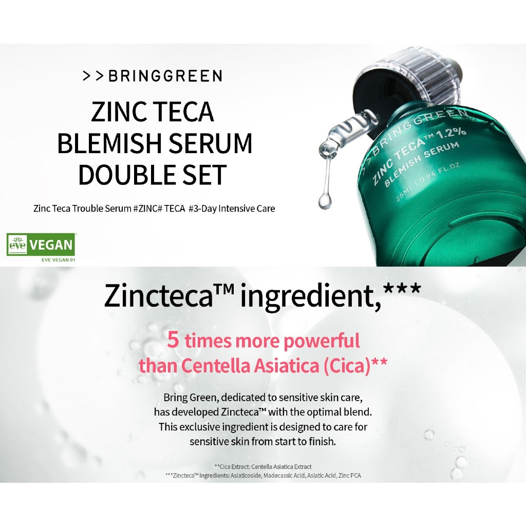[BRING GREEN] Zinc Teca Blemish Serum 25ml (+ Refill 25ml) | 1st Place Trouble Serum